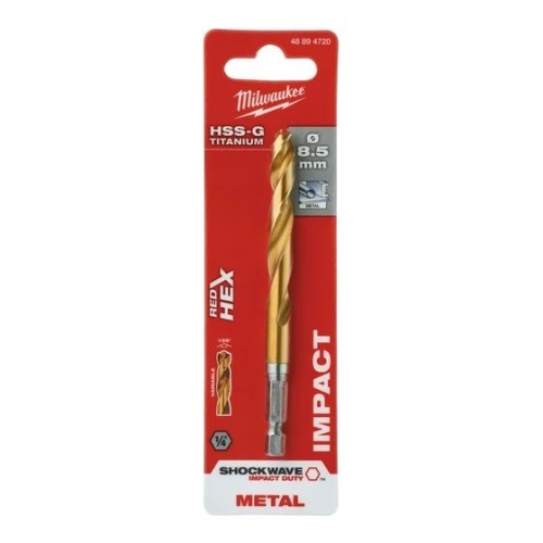 MILWAUKEE Сверло по металлу RedHEX HSS-G TiN 8.5х70х114 мм 1 шт