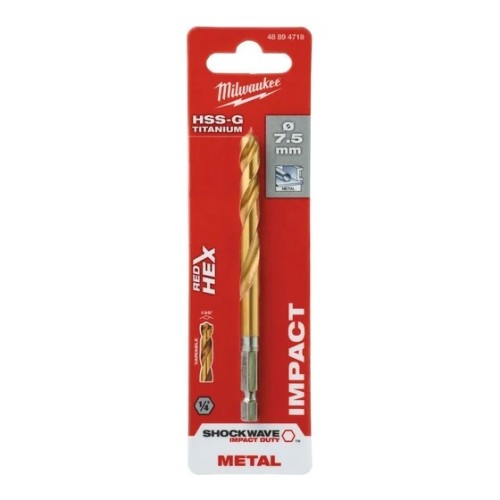 MILWAUKEE Сверло по металлу RedHEX HSS-G TiN 7.5х66х110 мм 1 шт