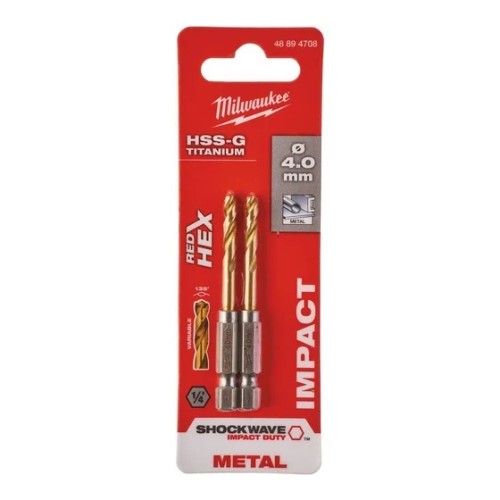 MILWAUKEE Сверло по металлу RedHEX HSS-G TiN 4х26х71.5 мм 2 шт